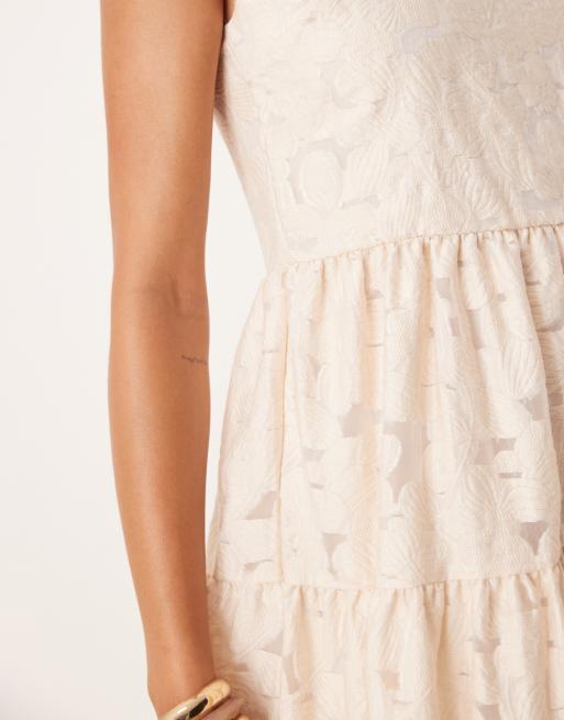 Vestido midi blanco abedul de tirantes de jacquard de VILA , 3 de 4