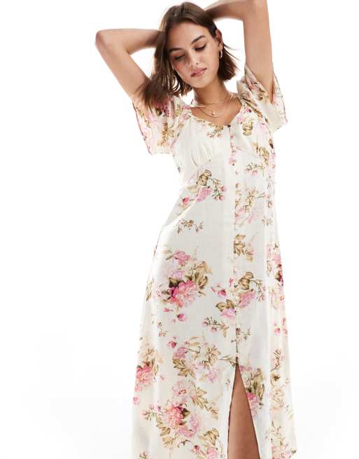 Vestido Blanco Vestido Largo De Flores Mango Vestido Midi Blanco