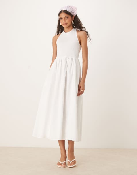 Vestido midi blanco con cuello de nadadora Tizzy de Nobody's Child - view 1
