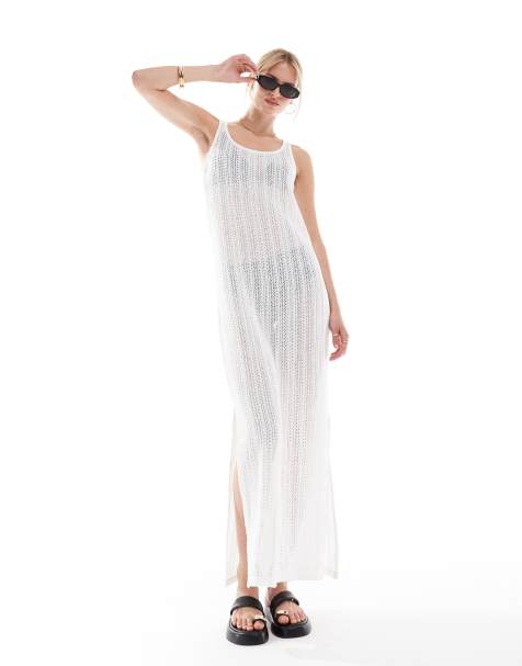 Vestido midi blanco de punto fino de Vero Moda Tall - view 1