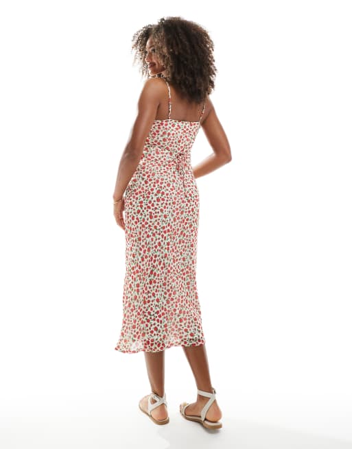 Vestido midi blanco de tirantes con estampado de florecitas de New Look, 3 de 4