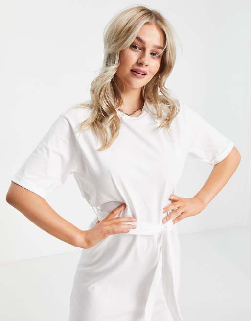 Moda Vestido Camiseta Blanca Vestido Midi Blanco Estilo Camiseta