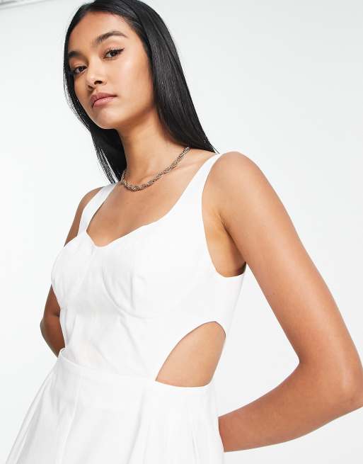 Vestido midi blanco estilo pichi con aberturas de Topshop , 3 de 4