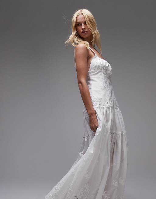 Vestido midi blanco marfil con copas fruncidas y sobrefalda de WeWoreWhat, 4 de 4