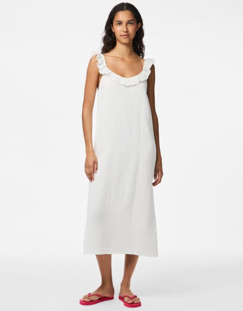 Vestido midi blanco nube de Pieces - view 1