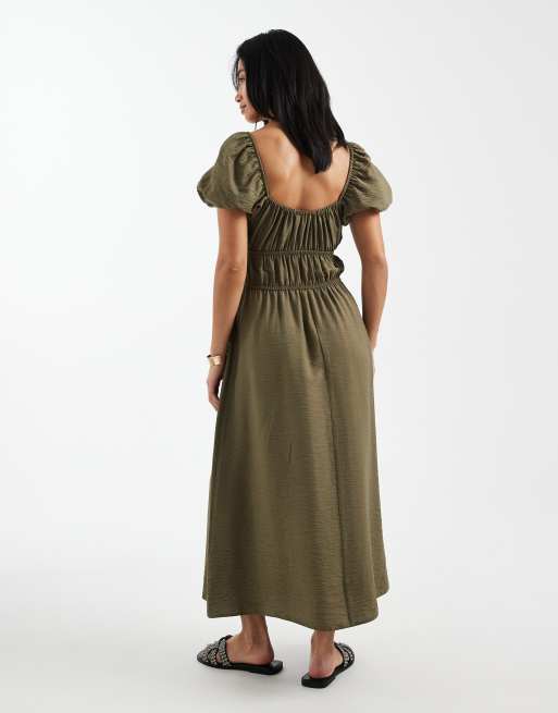 Vestido midi caqui de estilo mesonera de New Look Petite, 3 de 4