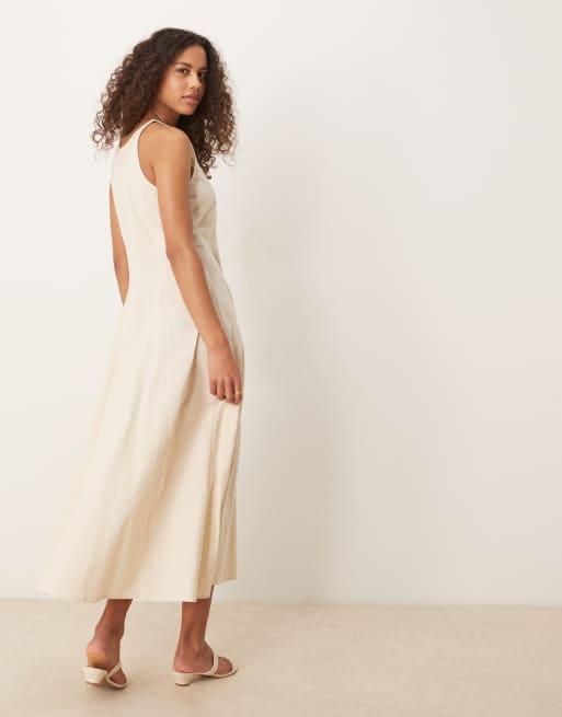 Vestido midi color avena con costuras de ASOS DESIGN , 3 de 4