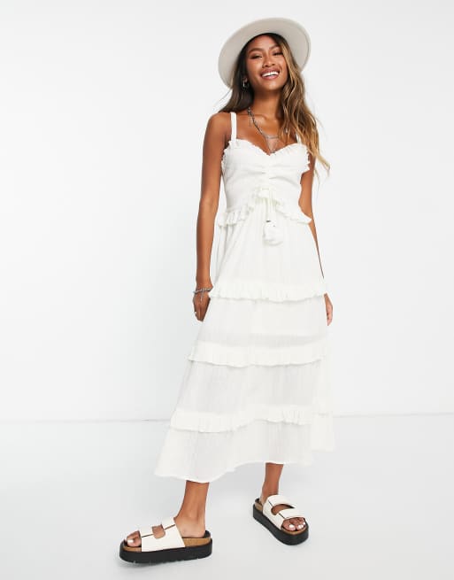 Vestido midi color crema a capas de Lottie & Holly