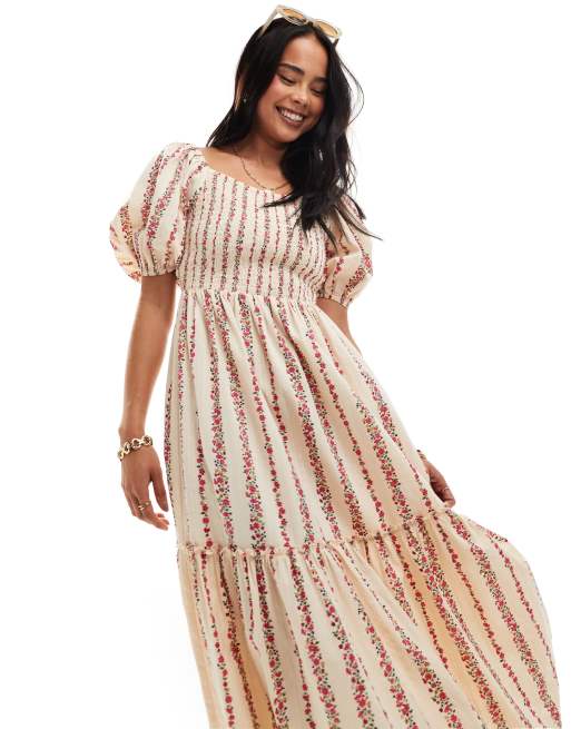 Vestido midi color crema con estampado floral Tallulah de Nobody's Child