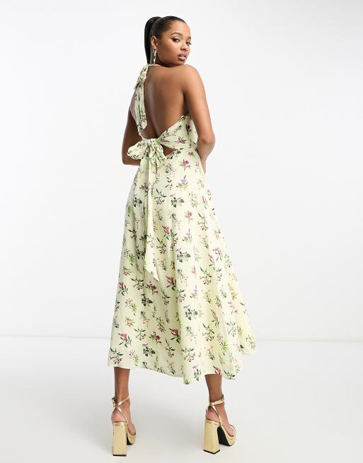 Vestido midi colar discount de flor