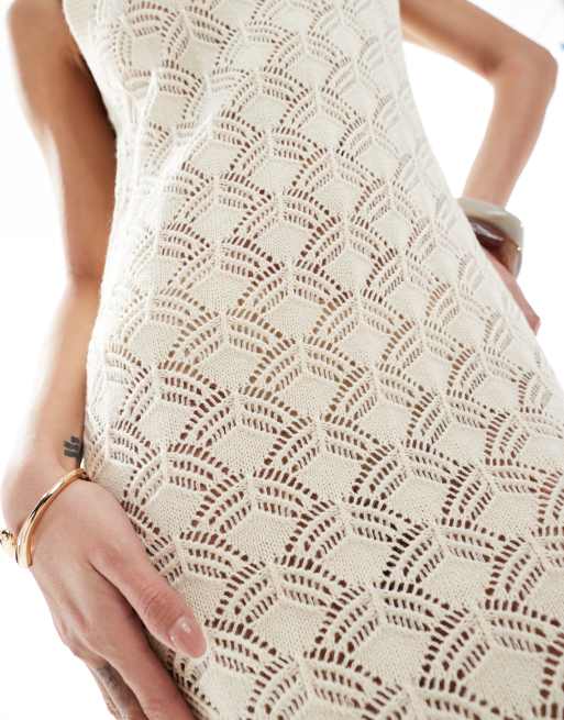 Vestido midi color crema de croché de Vero Moda ASOS - Main Image
