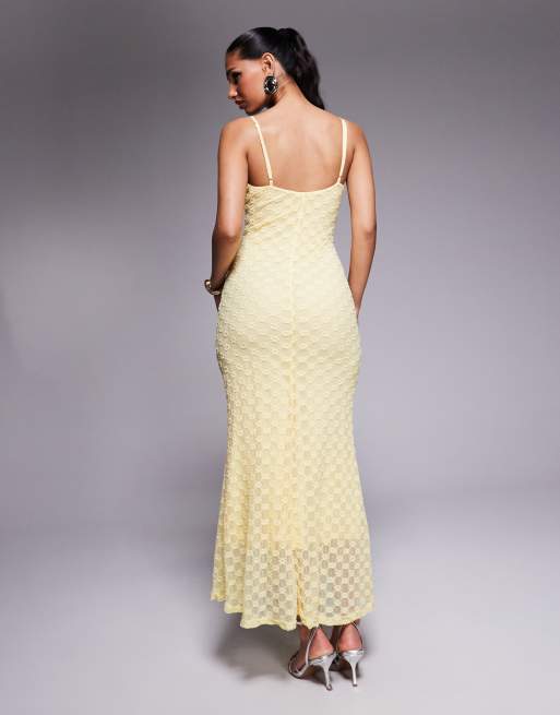 Vestido midi color limón de malla de Bardot, 4 de 4
