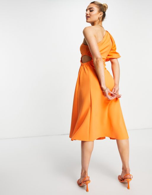 Vestido midi ASOS de color Naranja