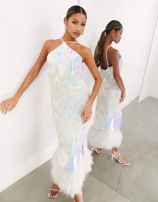 Marleni Vestido Halter con Lentejuelas