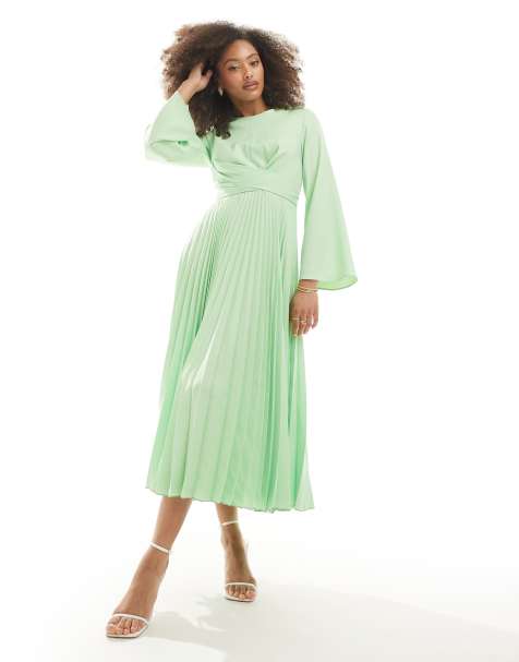 Vestido midi color menta plisado de Closet London - view 1