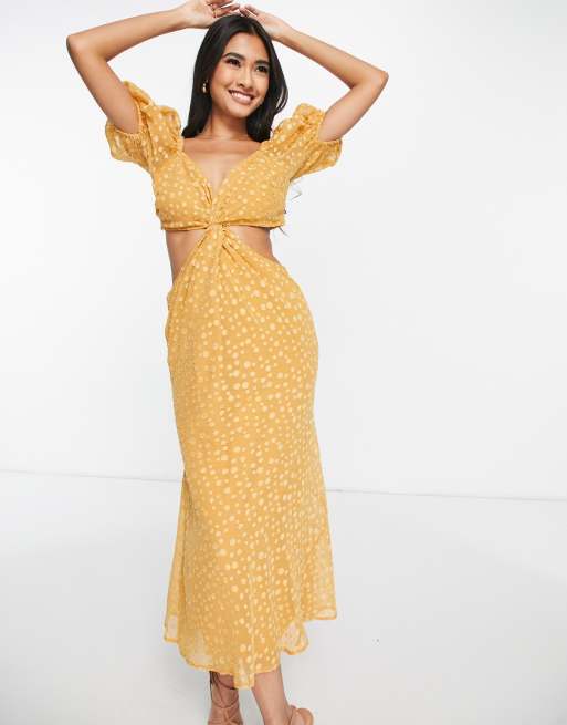 Vestido lunares mostaza best sale