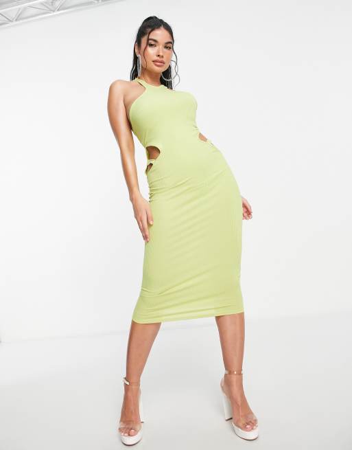 Vestido midi color oliva con detalle de abertura de I Saw It First