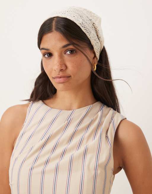 Vestido midi color piedra a rayas con diseño drapeado 2 en 1 ASOS DESIGN, 2 de 4