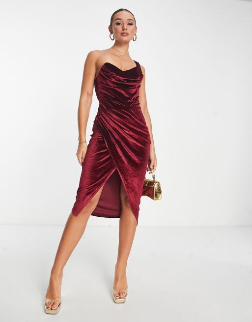 Vestido vino terciopelo shop