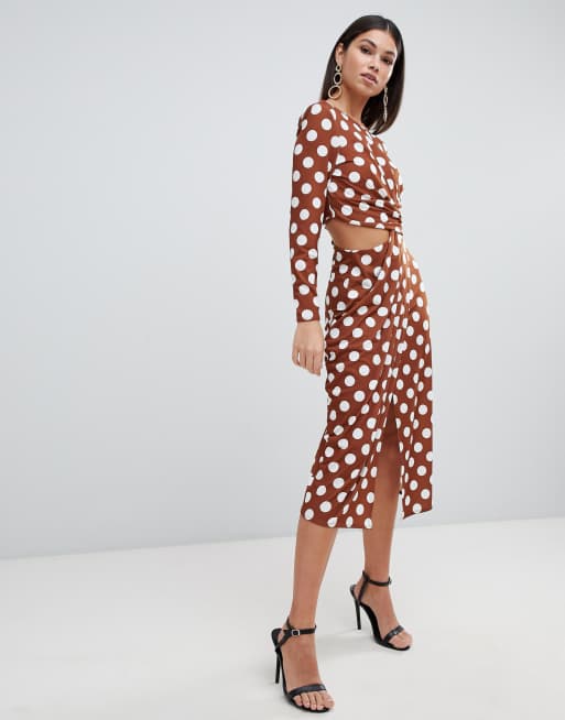 midi con aberturas laterales y de lunares de ASOS DESIGN | ASOS