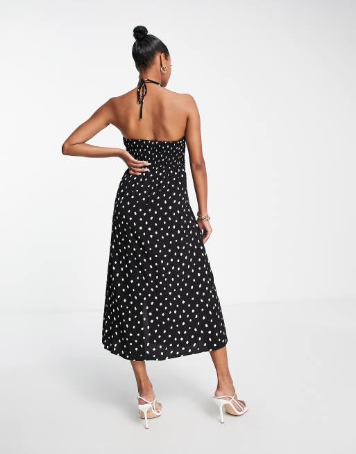 Vestido midi con cuello halter y estampado de lunares de Forever New Petite, 2 de 4