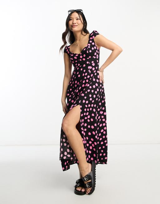 Vestido Midi Estampado Escote Abertura