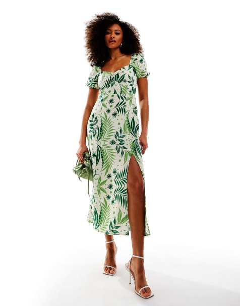 Vestido midi con estampado de flores y helechos y mangas abullonadas de & Other Stories - view 1