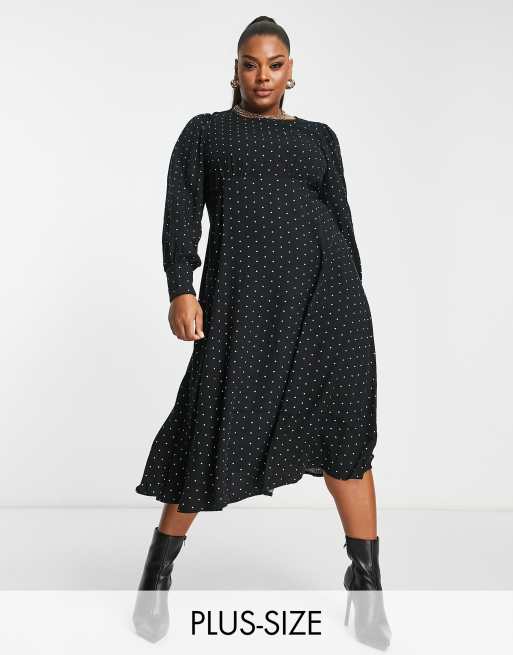 Vestido midi con estampado de lunares de Vila Curve