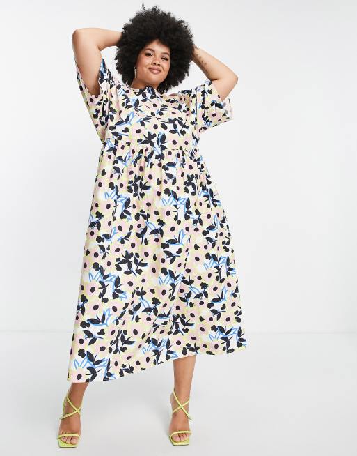 Vestido midi con estampado floral de algodón de ASOS Edition Curve
