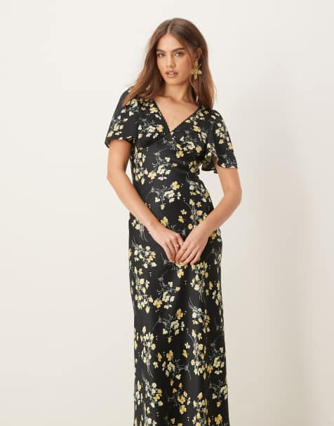 Vestido midi con estampado floral y cuello de pico de Miss Selfridge - view 1