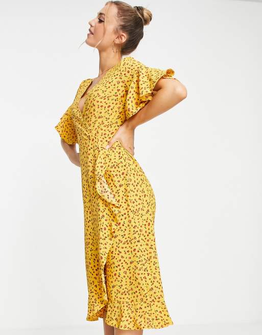 Vestido midi cruzado con volante y estampado floral de AX Paris, 4 de 4
