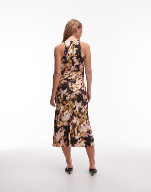Vestido midi de corte al bies con estampado floral difuminado de satén de & Other Stories , 4 de 4