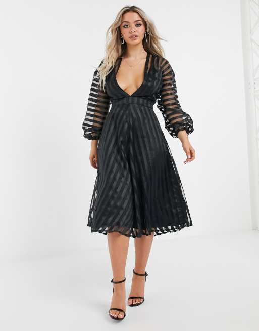 Vestido midi de organza negro de Missguided, 4 de 4