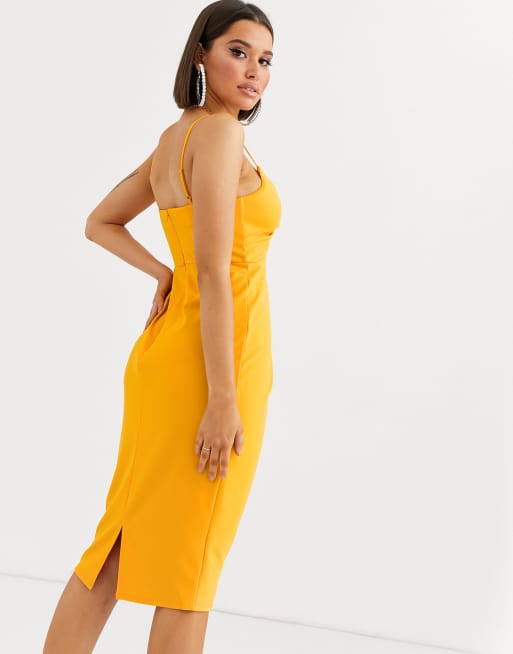 Vestido midi estilo combinación con detalle de nudo y aplicación de encaje de ASOS DESIGN, 2 de 4