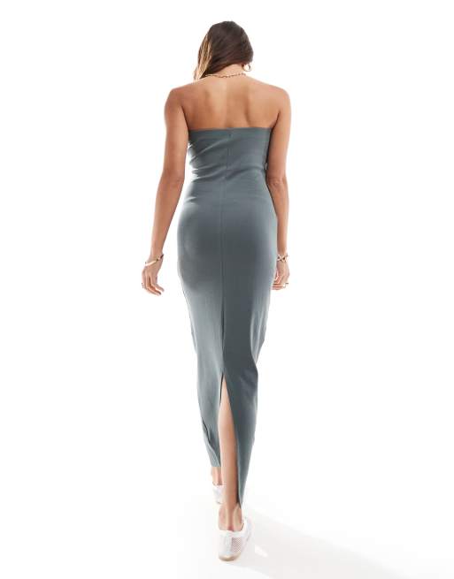 Vestido midi gris ajustado sin tirantes de Brave Soul, 2 de 4