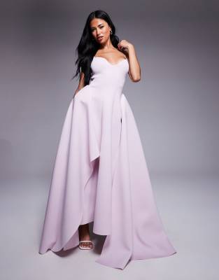 Vestido midi lila de tirantes de corte amplio extralargo con bajo asimétrico de tejido efecto neopreno de ASOS DESIGN - view 1