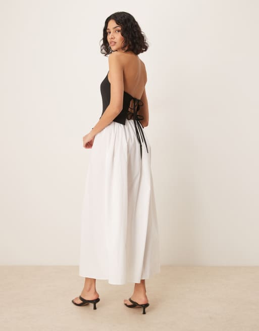 Vestido midi monocromático con detalle estilo chaleco y cuello halter de ASOS DESIGN, 2 de 4