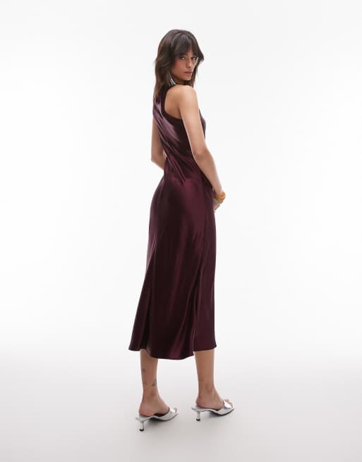 Vestido midi morado baya de corte al bies de satén de & Other Stories, 3 de 4