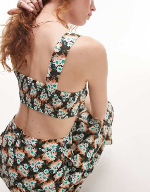 Vestido midi multicolor con abertura y estampado de margaritas de Topshop, 2 de 4