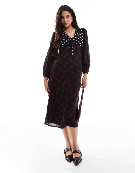 Vestido midi multicolor con estampado de lunares dividido de Wednesday's Girl - view 1