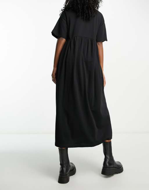 Vestido midi negro amplio de manga corta con detalle de costuras de ASOS DESIGN Maternity, 4 de 4