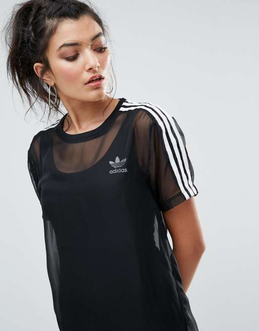 Vestido midi negro capa de transparente de adidas Originals |