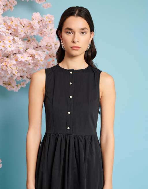 Vestido midi negro con cuello babero extraíble de Sister Jane, 4 de 4