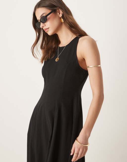 Vestido midi negro con detalle de costuras de ASOS DESIGN, 4 de 4