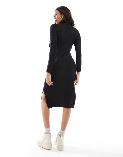 Vestido midi negro con diseño para lactancia de punto de Mamalicious Maternity, 4 de 4