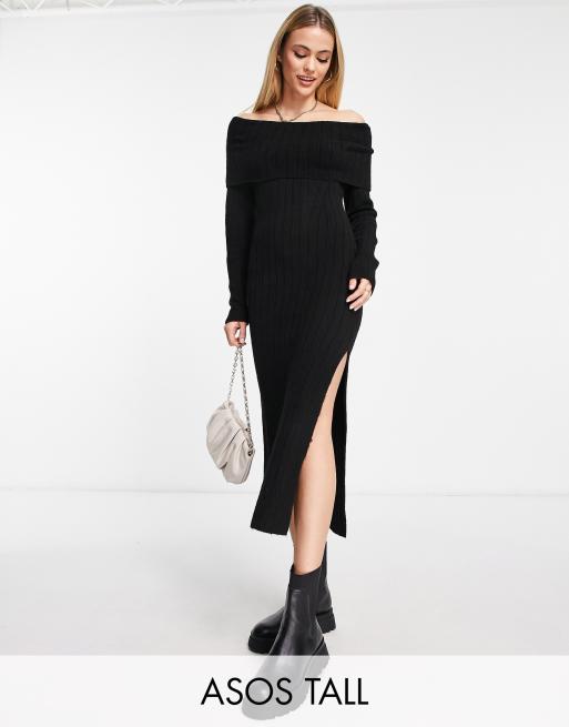 Asos vestido negro online midi