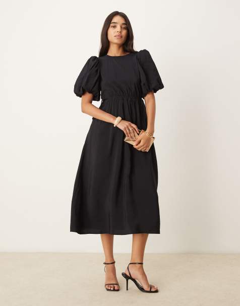 Vestido midi negro con mangas abullonadas Thora de Nobody's Child - view 1