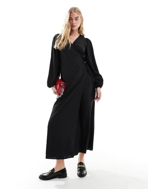 Vestido midi negro cruzado de Vila - view 1