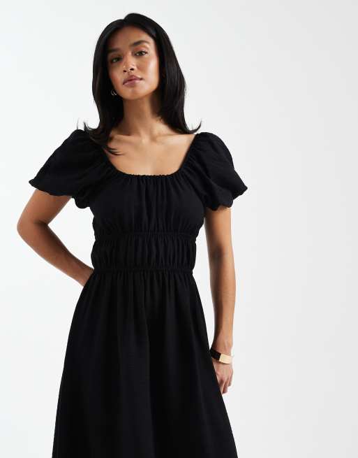 Vestido midi negro de estilo mesonera de New Look Petite, 2 de 4