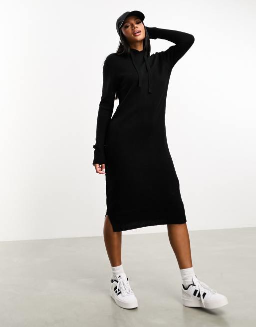 Vestido midi negro estilo jersey con capucha Quinnie de Threadbare